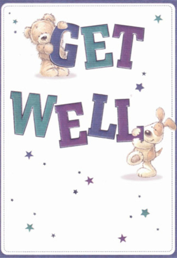 This get well card artfully captures the mood of gentle encouragement, with a friendly bear and joyful puppy at its heart-both seeming to send good wishes floating through the cosy corners of Greenhithe. Swirls of twinkling stars dot the background, as if scattering messages of hope and healing across Bench Street and the local parks. The oversized typography, shaded in playful purples and tranquil aquas, anchors the design with unwavering assurance, much like the thoughtful arrangements crafted by Flowers Greenhithe for their neighbours. A sense of texture runs throughout: the plush brown of the bear, the silken ears of the puppy-all illustrated with a tactile richness that makes you long for the gentle touch of fur or a freshly delivered bouquet. The overall scene radiates positivity and heartfelt care, blending whimsy with sincerity in a way that suits all ages. Sending this card alongside a bouquet would double the gesture of comfort and optimism, lifting a friend's spirits whether they're recovering by the Thames or convalescing at home.