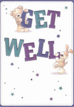 The bright, friendly energy of this get well card captures the vibrant community feel of Greenhithe. Two adorable characters-a huggable teddy bear and an exuberant puppy-appear to leap from the page, each embracing the bold, colourful letters spelling 'Get Well.' The background is soft and creamy, making the indigo and teal text pop with cheerful intent. Playful scatterings of stars, in cool blues and mellow purples, twinkle around them, infusing the scene with hope and gentle magic that feels right at home in Greenhithe's riverside neighbourhoods. The carefully illustrated fur and floppy ears add a tactile sense, echoing the inviting softness of bouquets arranged at Flowers Greenhithe. This card carries more than a message-it wraps the recipient in comfort, radiating kindness and the heartfelt support of friends and family near and far, perfect for sending a little extra sunshine to anyone in recovery in Greenhithe.